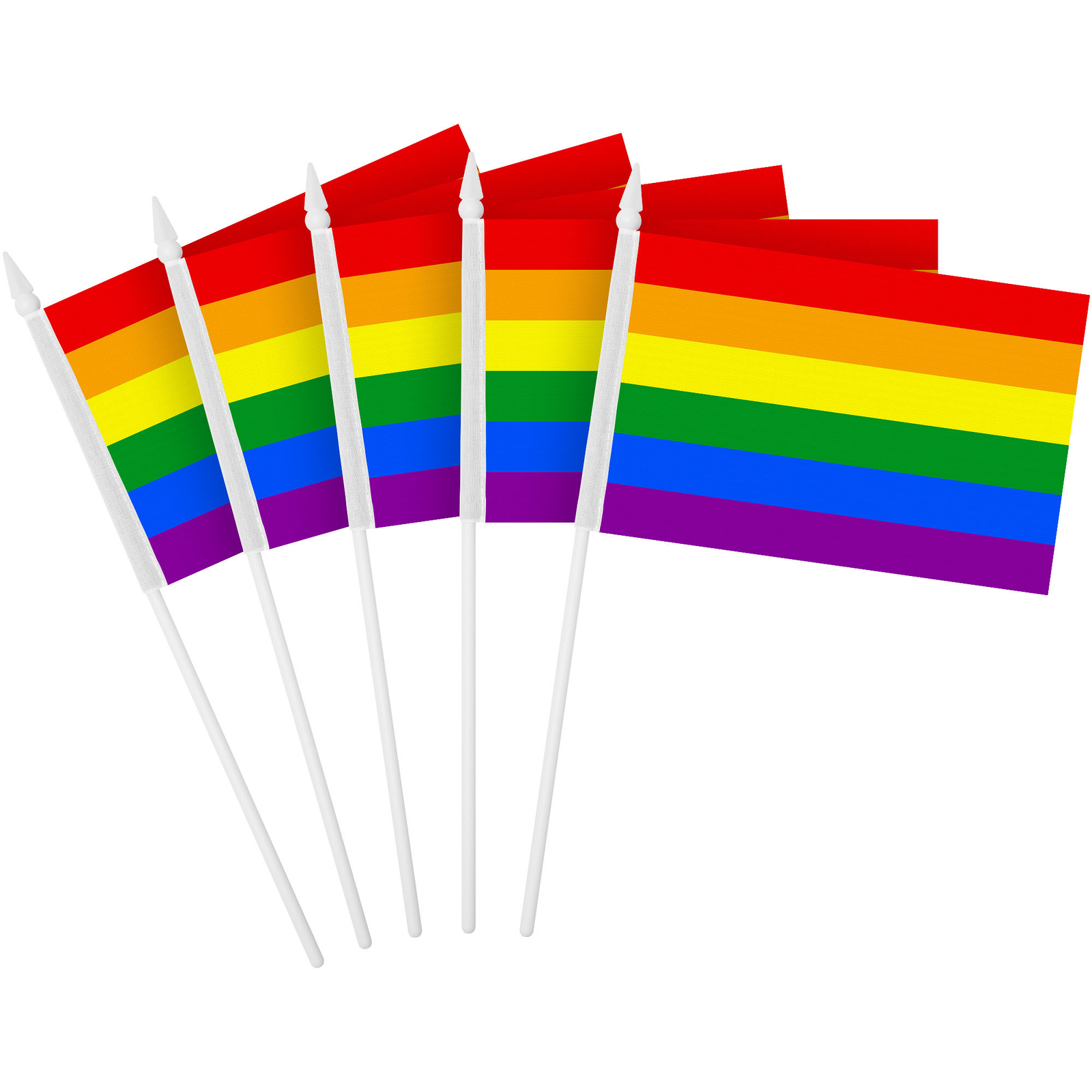 G128 12 Pack Handheld LGBT Rainbow Pride Stick Flags 4x6 In Printed 150D Poly gallery