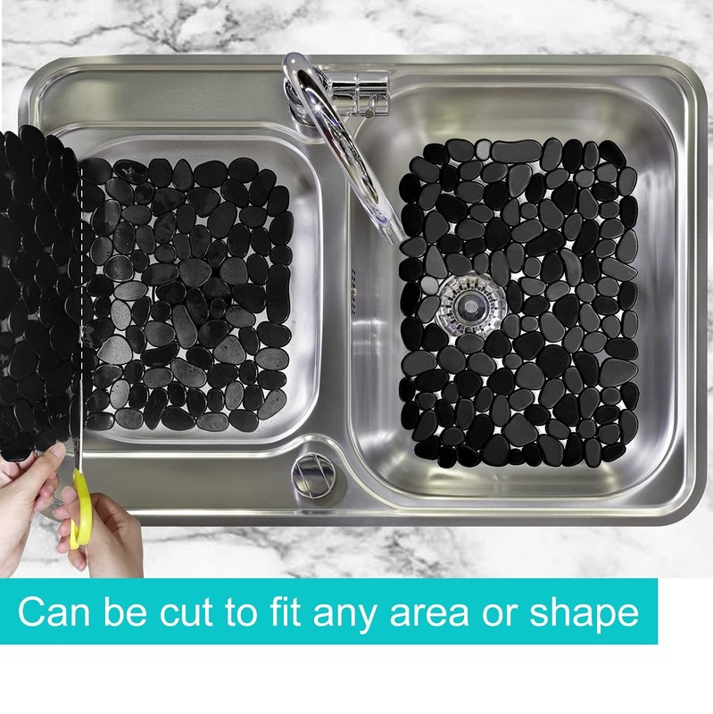 Kitchen Sink Mats 4 Pack Adjustable Pebble Protectors Black/Gray/Blue/Green gallery