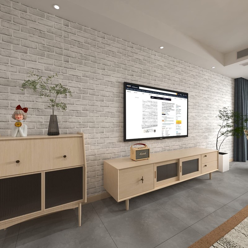 White Gray Brick Wallpaper Self-Adhesive Contact Paper Peel and Stick Backsplash gallery