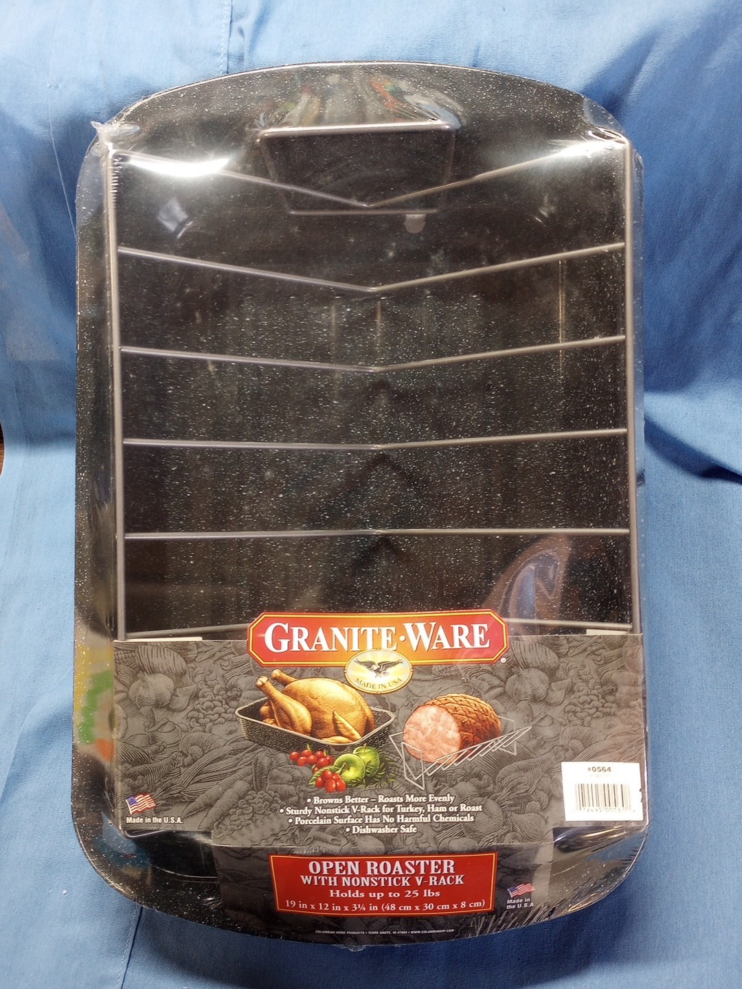 GraniteWare Roaster 19x12 Nonstick V-Rack Up To 25 Lbs USA NEW Ham Turkey gallery