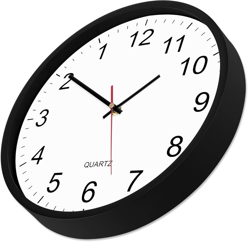 Black Backwards Wall Clock, Runs Counterclockwise, 12 Inch Silent Non Ticking Ba gallery