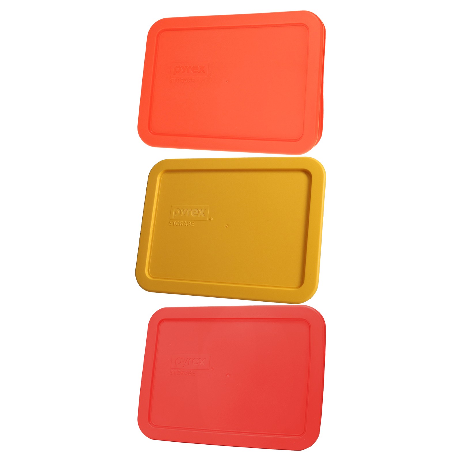 Pyrex 7210-PC 3-Cup Pumpkin Orange, Lemon Drop Yellow, and Red Food Storage Lids gallery