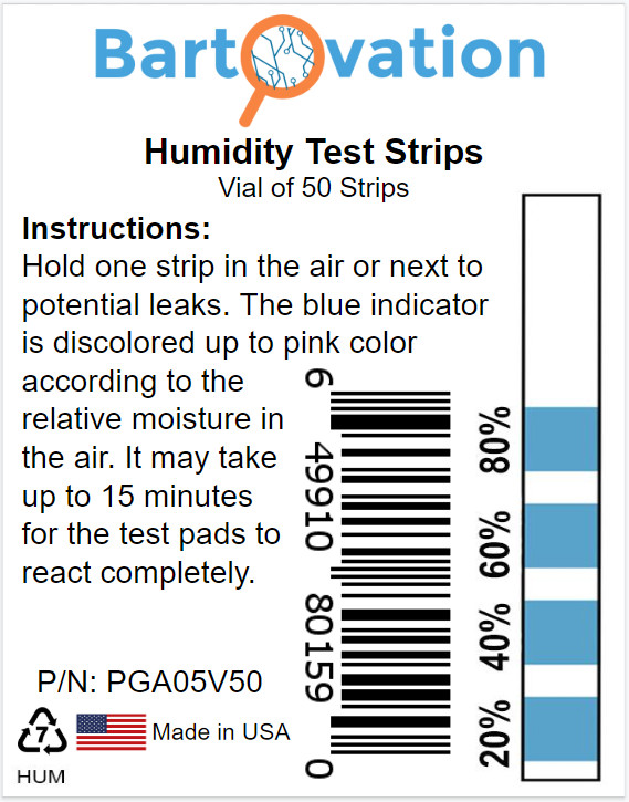 4 Pad Cobalt Chloride Humidity Test Strip 20%-80% Humidity [Vial of 50 Strips] gallery