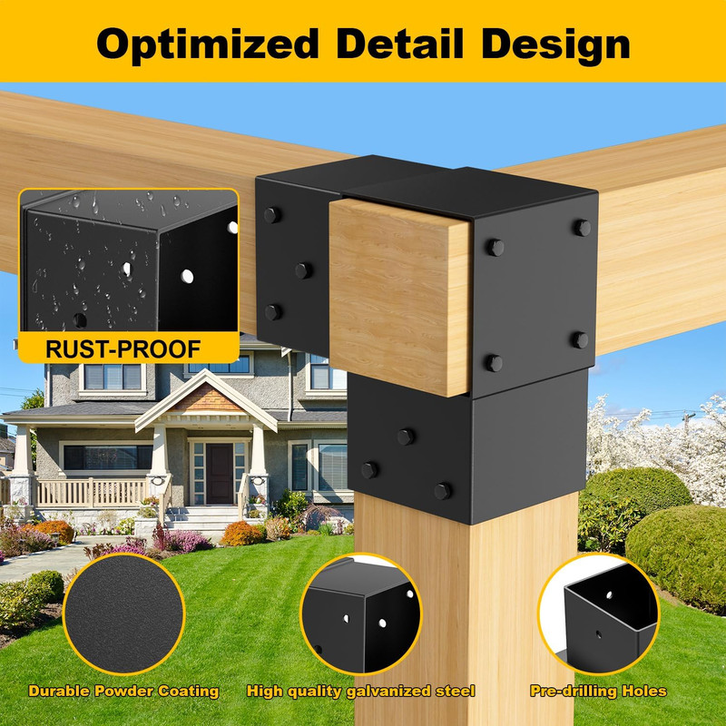 8PCS 4X4 Post Bracket, 4X4 Brackets for Pergola Kit, Deer Stand, Outdoor Platfor gallery