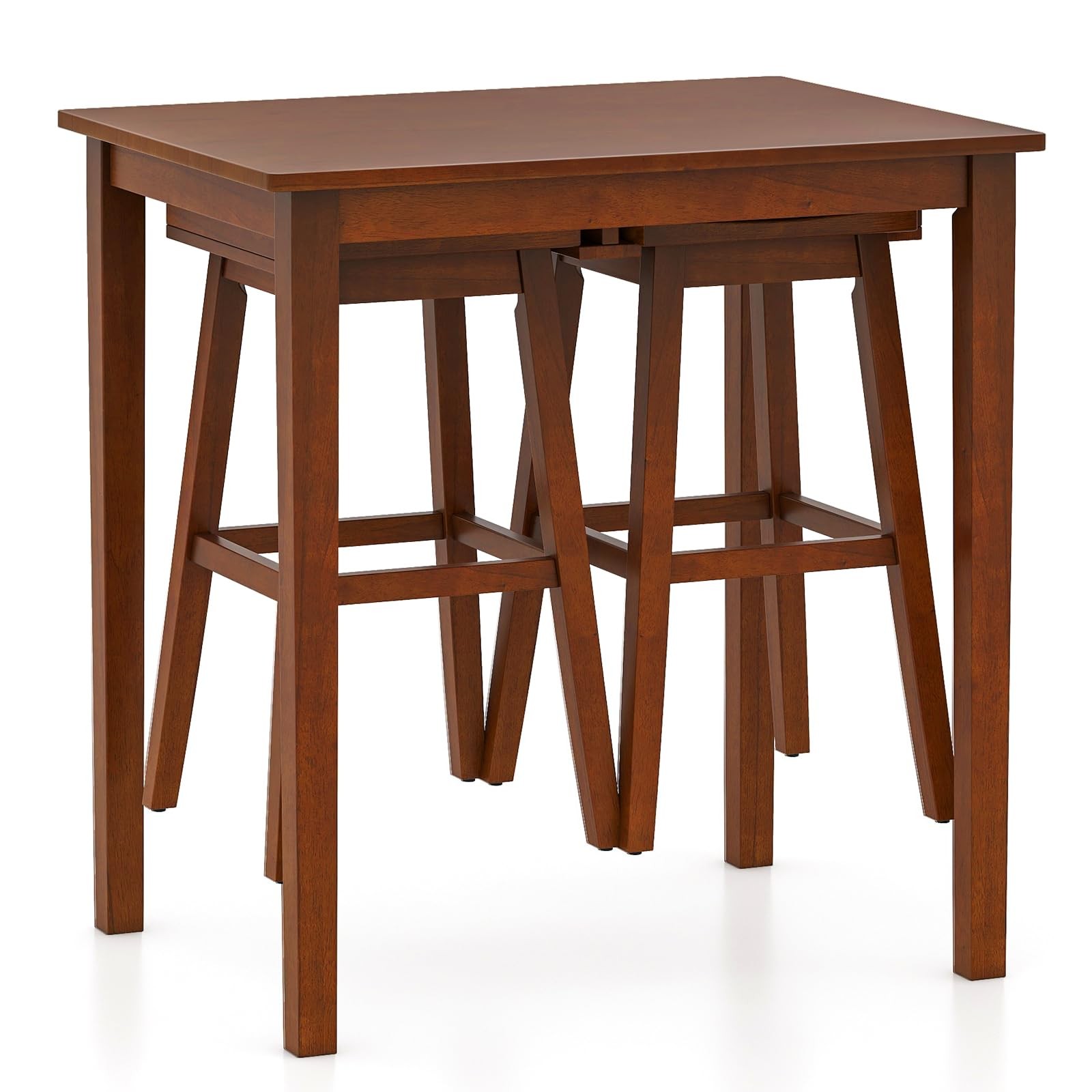 Bar Table and Chairs Set - 3-Piece Counter Height Dining Table Set with Hanga... gallery