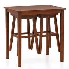 Bar Table and Chairs Set – 3-Piece Counter Height Dining Table Set with Hanga…