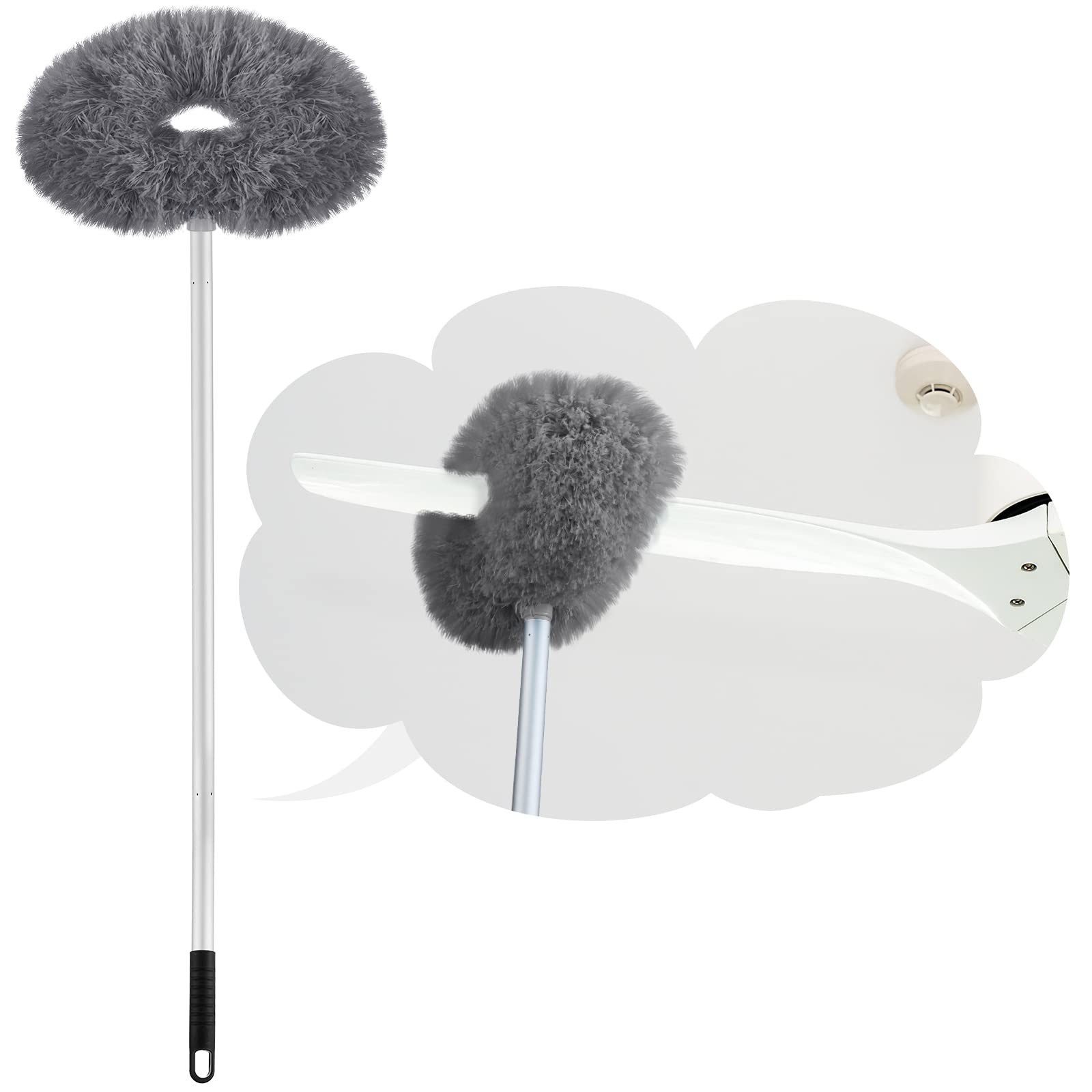 Hoolerry Ceiling Fan Cleaner Duster Microfiber Extendable Pole 13-49.7in Gray gallery