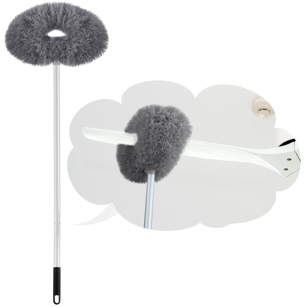 Hoolerry Ceiling Fan Cleaner Duster Microfiber Extendable Pole 13-49.7in Gray