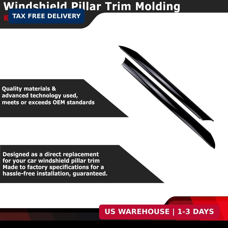 FEXON Front Driver & Passenger Side Windshield Outer A Pillar Trim Molding Kit C gallery