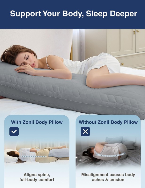 Zonli Memory Foam Body Pillow for Adults, Long Pillow for Bed, Firm Body P... gallery