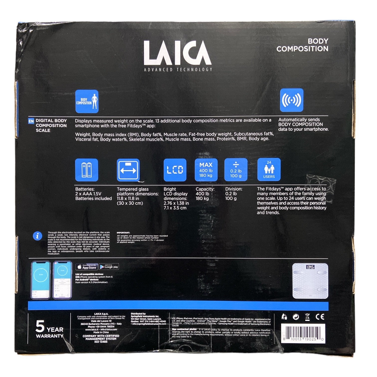 *Distressed Box* Laica Smart Body Composition 400lb Capacity Digital Bath Scale gallery
