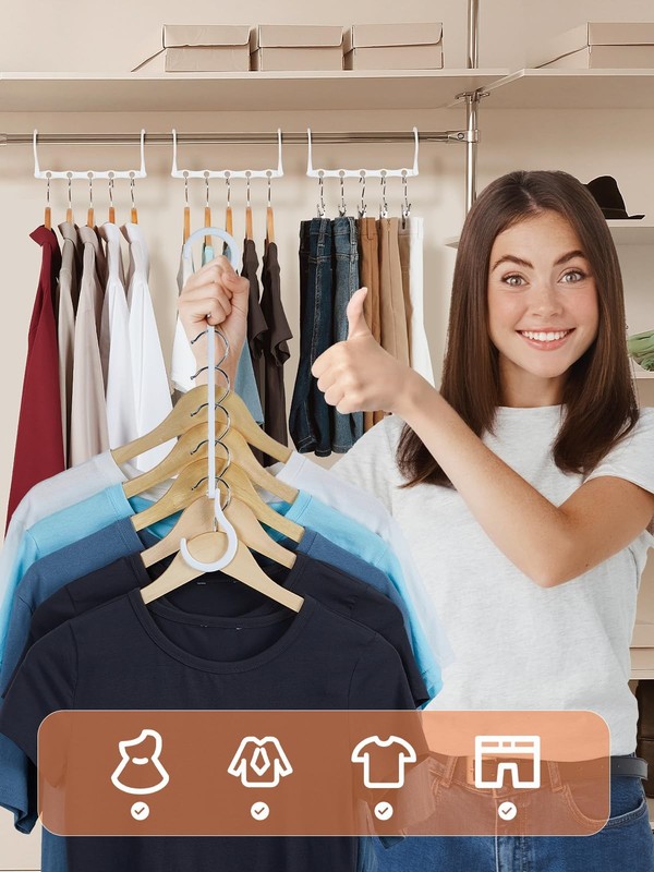HOUSE DAY White Magic Space Saving Hangers, Premium Smart Hanger Hooks, Sturdy gallery
