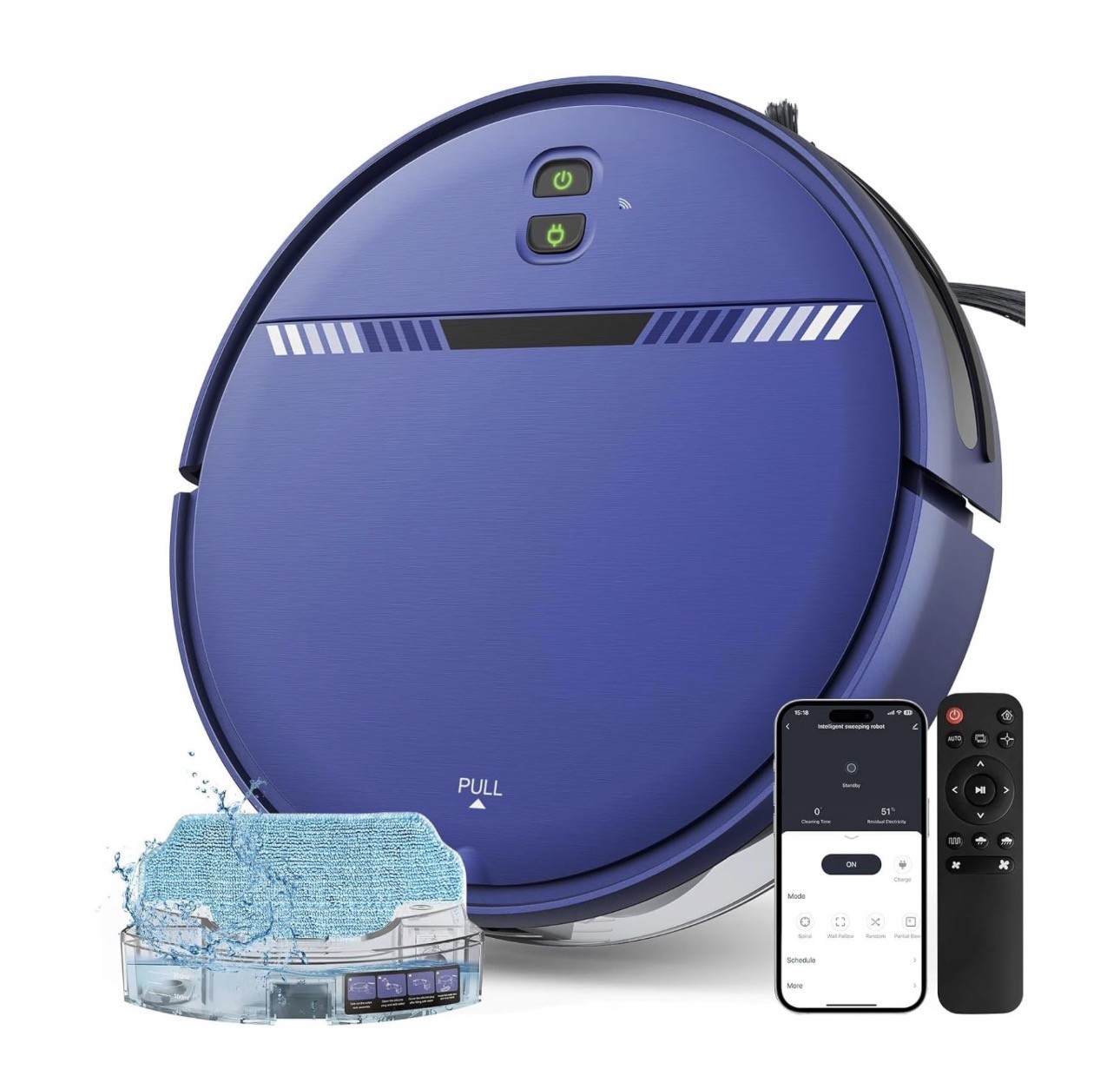 Blue Robot Vacuum Cleaner BR151 with Remote App Control gallery