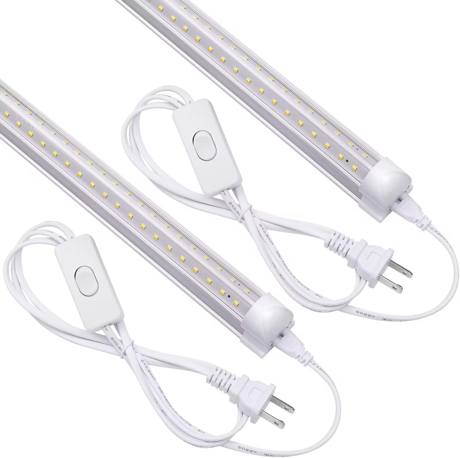 2-Pack T8 2FT LED Tube Light Fixture 20W Shop Lamp 2600LM 6000K with Power Cords gallery