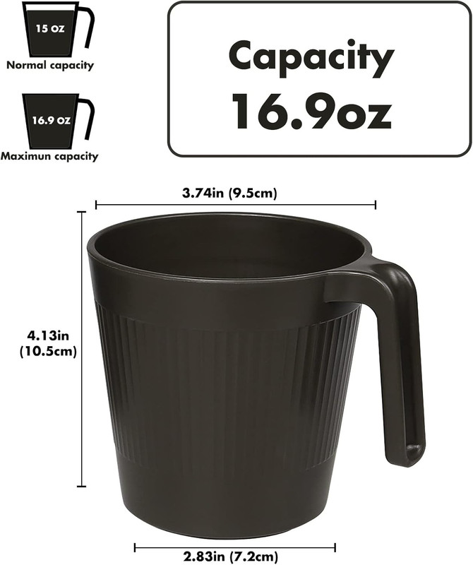 8 Plastic Stackable Coffee Mugs with Handles,Unbreakable Drinking Glasses,16.9oz gallery