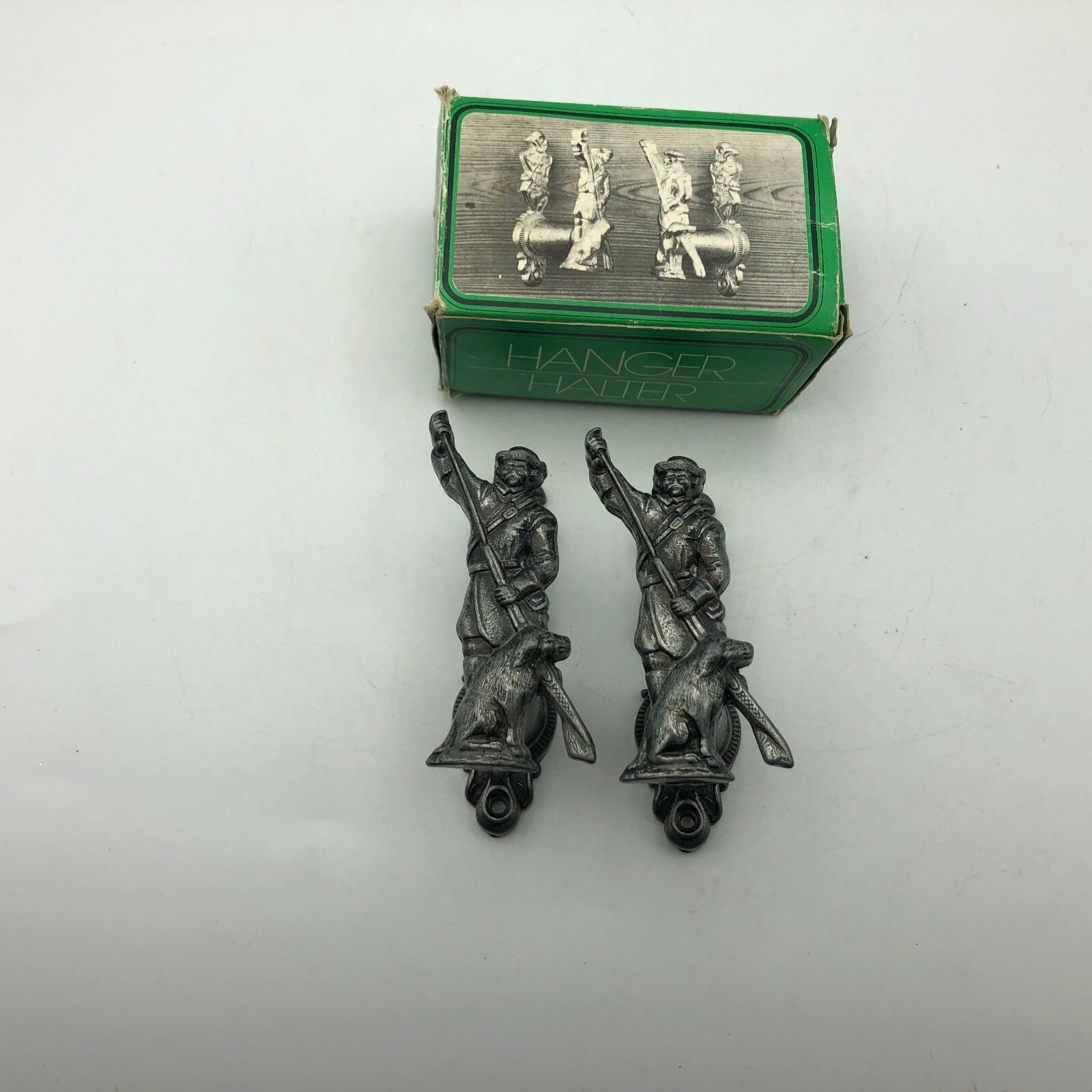 Soldier With Dog Support Hanger Coat Hook Spain Metal Figural Vintage Pair gallery