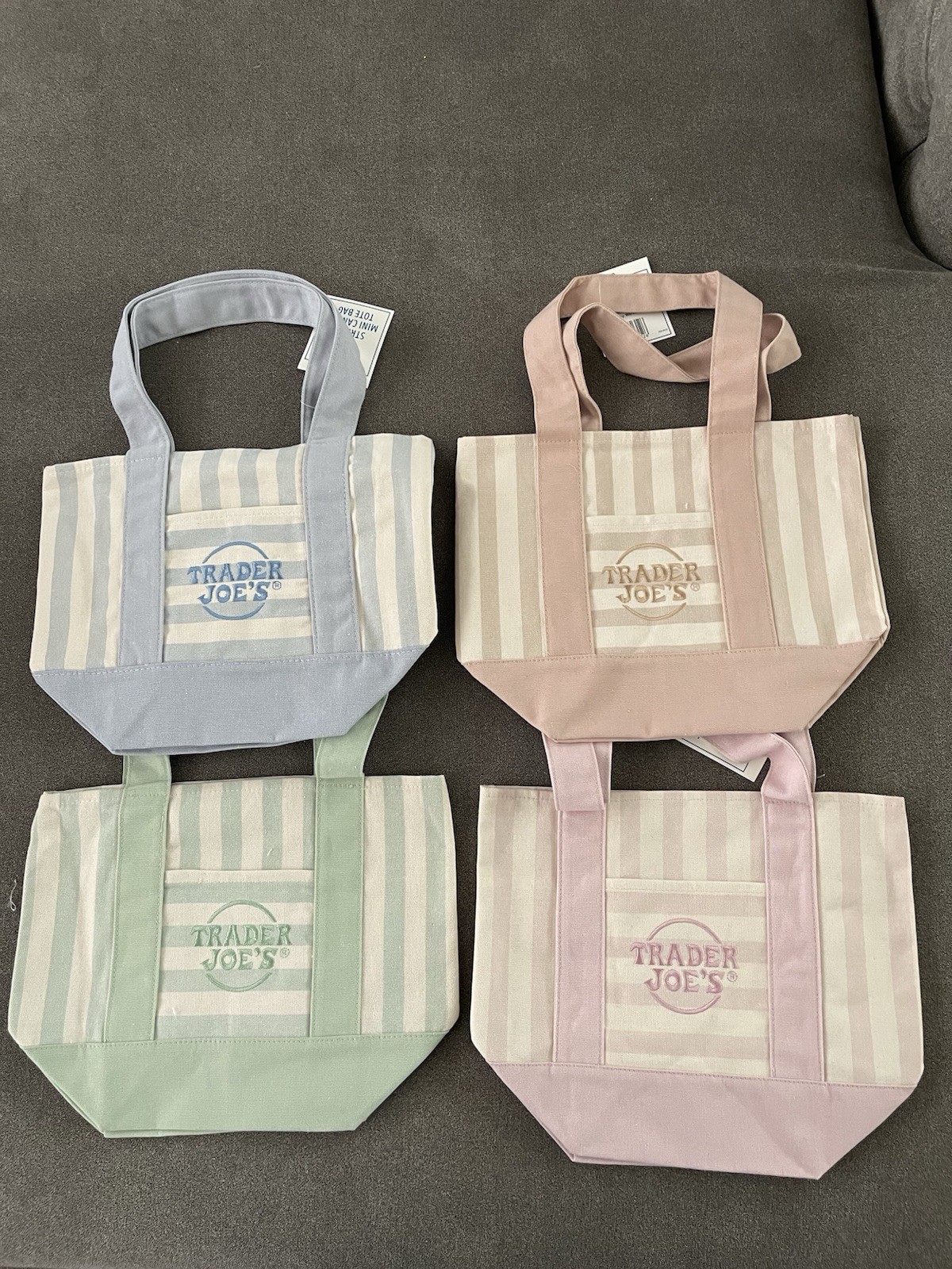 Trader Joe’s Mini Striped Canvas Tote Bag 4/4 Summer 2026 New with Tag In Hand gallery