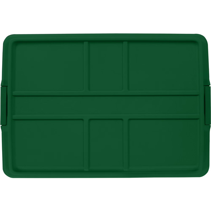 Hefty 72 Qt Clear Plastic Storage Bin, Green Hi-Rise Lid, Stackable Tote, 6 Pack gallery