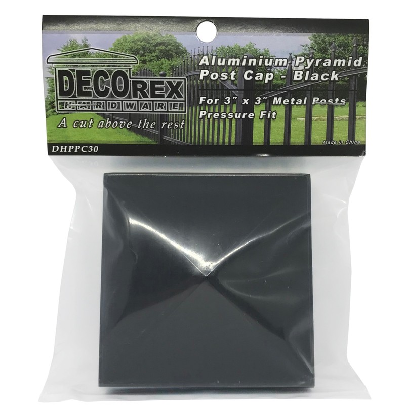 3" x 3" Decorex Hardware Aluminium Pyramid Post Cap for Metal Posts - Black gallery