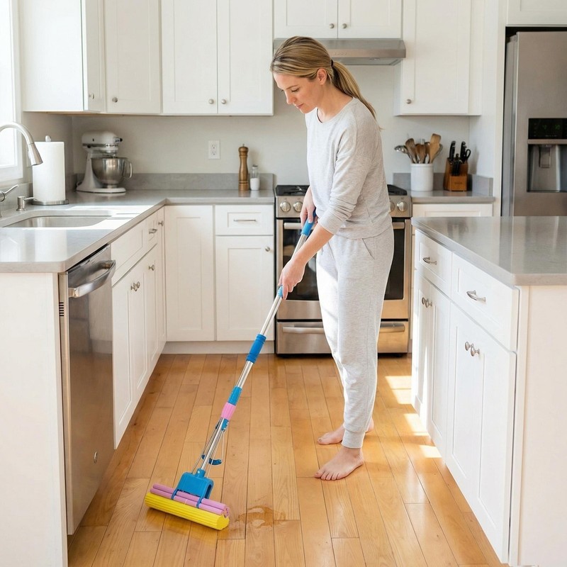 Sponge Mop with Extendable Stainless Steel Handle Absorbent for Bathroom Kitchen gallery