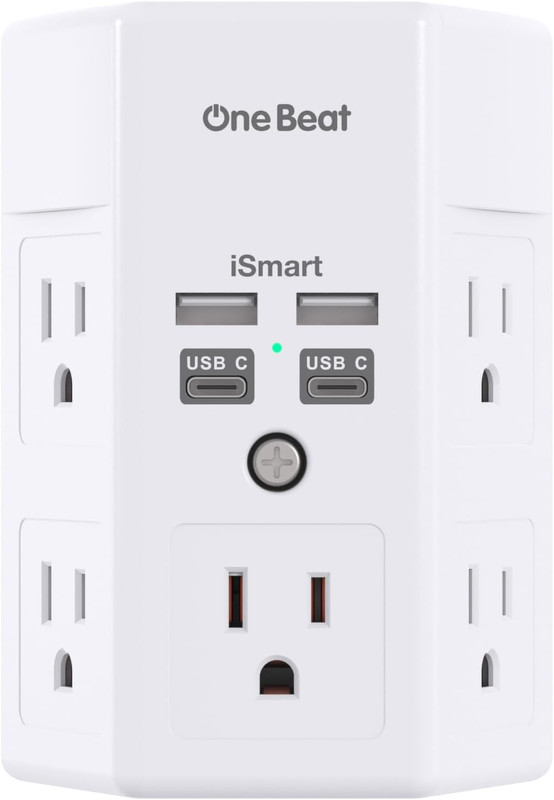 Surge Protector Wall Outlet Extender, 5 Outlets & 4 USB Ports (2 USB-C), 1680J, gallery
