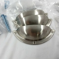 6 Pack Cabinet Cup Pulls Satin Nickel Bin Handles Kitchen Drawer 3″ CC