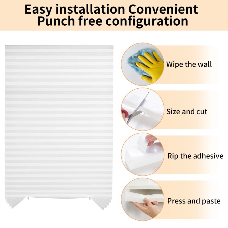 Pleated Window Blinds Temporary Window Shades Cordless Light Filtering Pleated P gallery