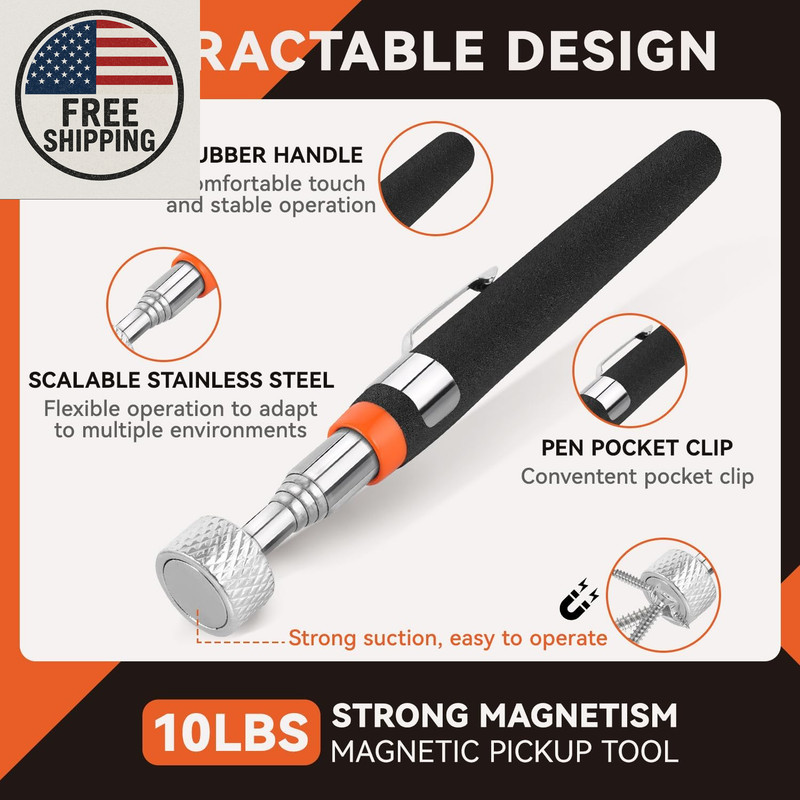 4-Pack Magnetic Pick-Up Tool Set with Tray | Telescoping & Flexible Magnet Kit gallery