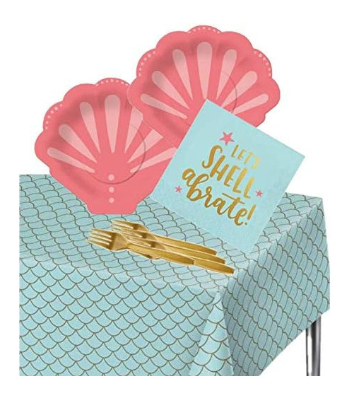 Let's Shellabrate Party 2ply Napkins-20count-Aqua-Blue-Mint-Mermaid **NIB** gallery