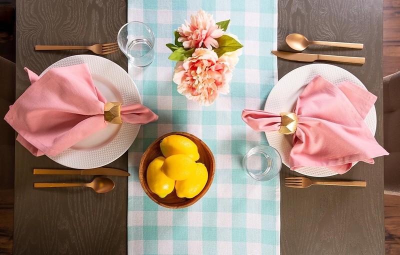 Heavyweight Aqua Table Runner with Rustic Fringe, 14x72 gallery