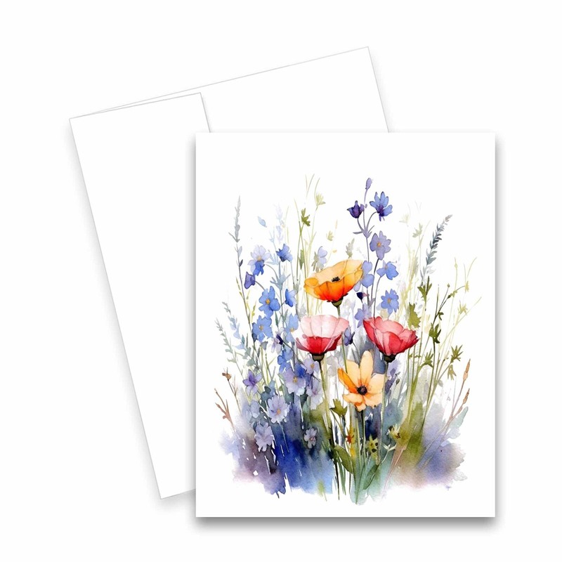 12 Assorted Notecards with envelopes - Watercolor Wildflower ( 2 of each gallery