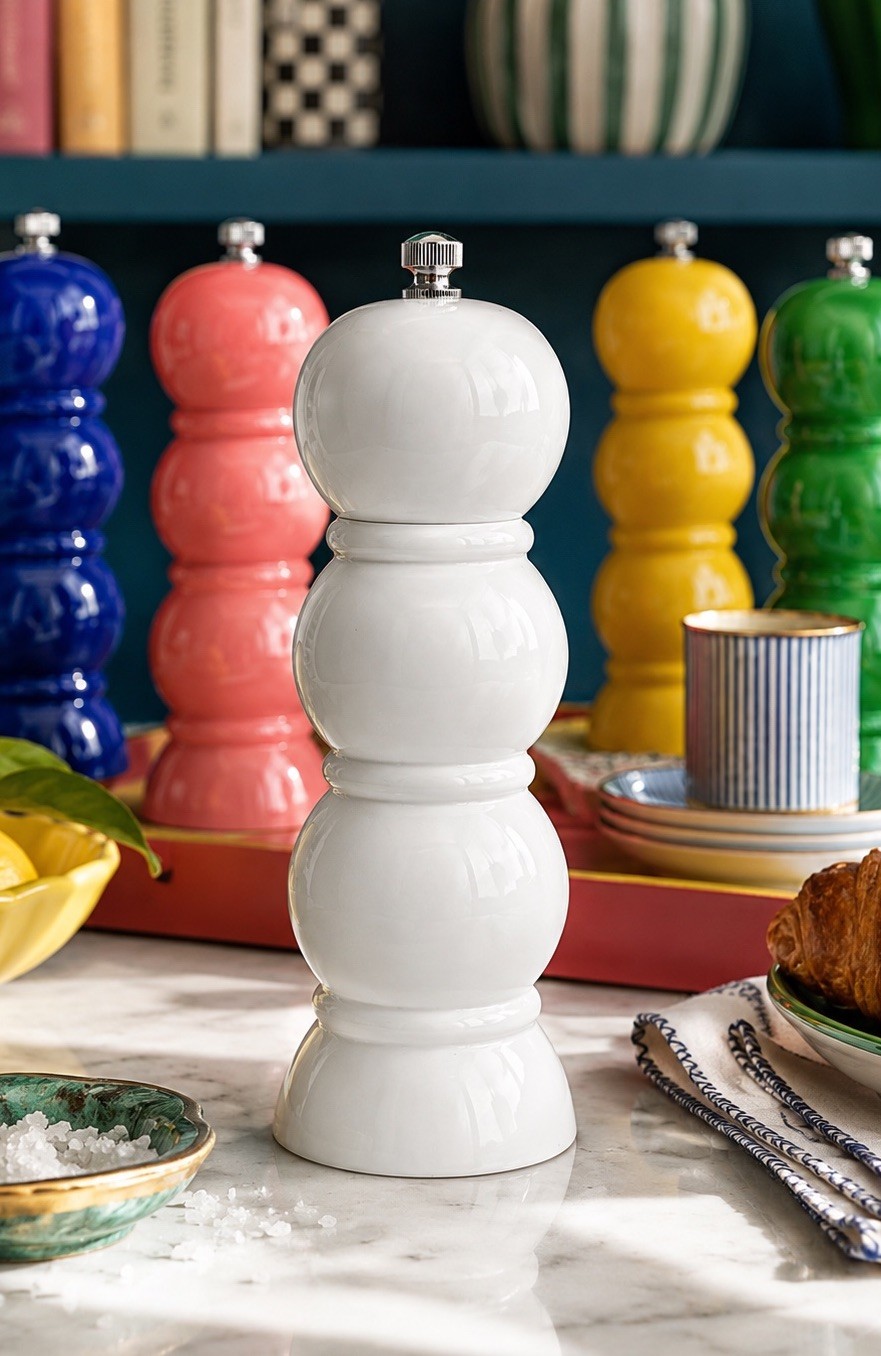 ADDISON ROSS White Bobbin Salt Pepper Grinder High Gloss Lacquer 8.75” COMPS $85 gallery