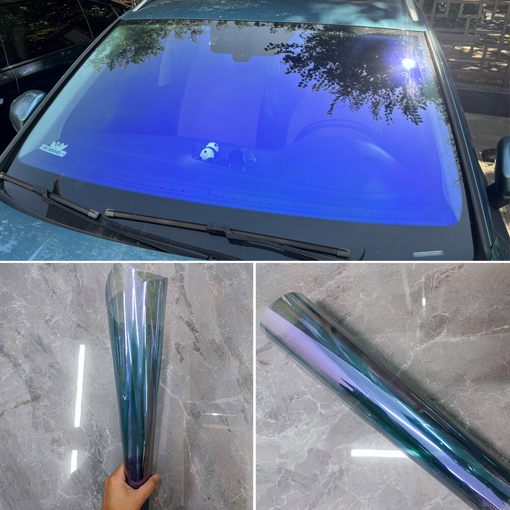 US 74%VLT 1*3M Car Window Tinting Chameleon Purple to Blue Sunshade Film Sticker gallery