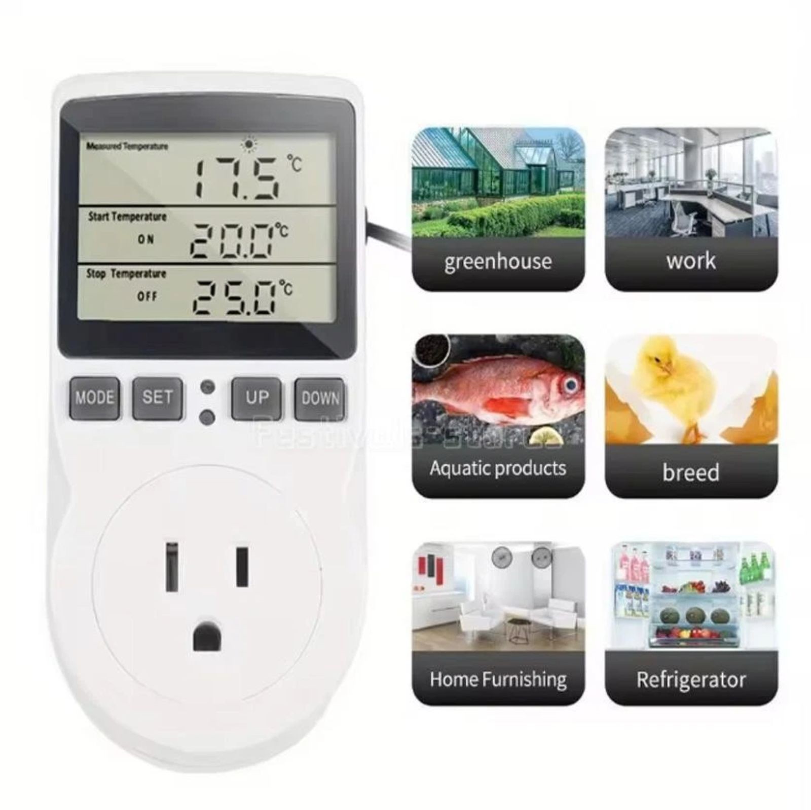 Temperature Controller Heating Cooling with Probe Digital Thermostat Outlet Plug gallery