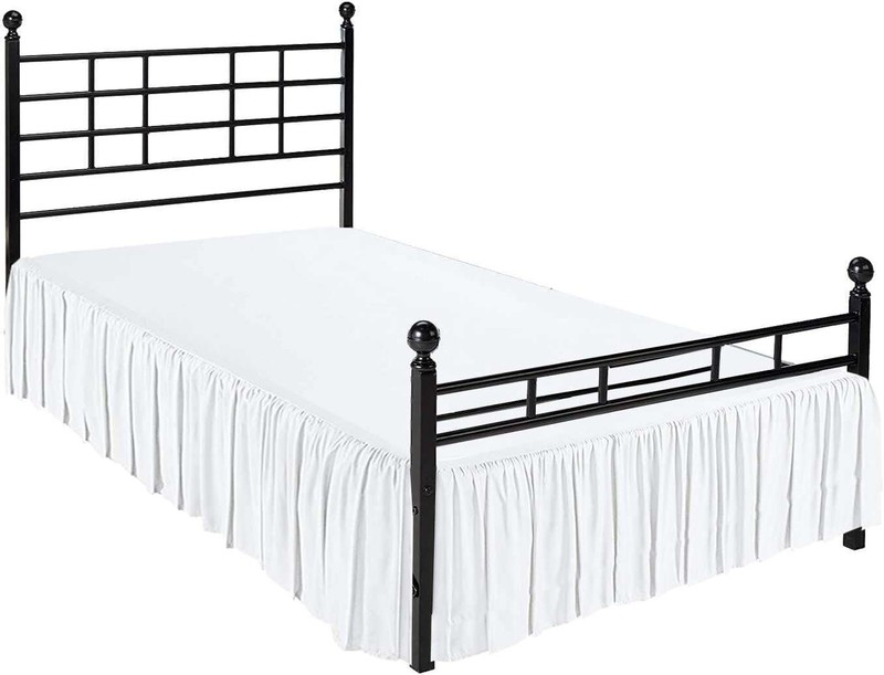Queen Bed Skirt with Split Corners, Soft Microfiber, 16 Inch Drop, White Soli... gallery