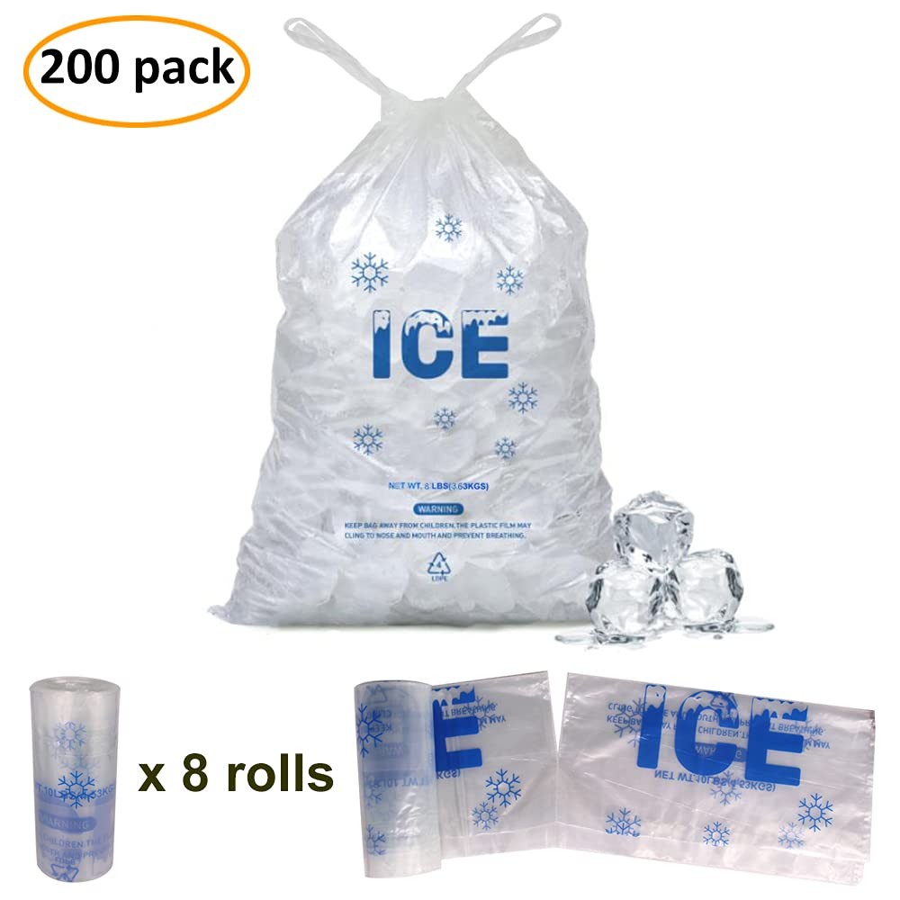 200-Pack 8-Pound Plastic Drawstring Ice Bags, 11 x 19 Inches gallery