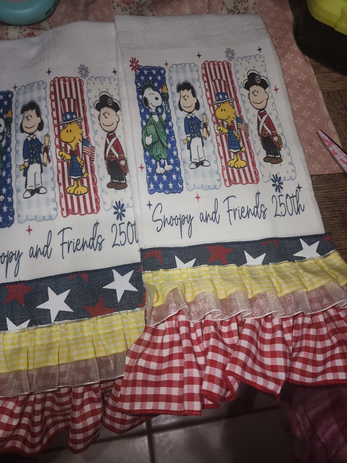 Patriotic Peanuts Kitchen Towels • Snoopy & Friends 250th • Americana Decor gallery