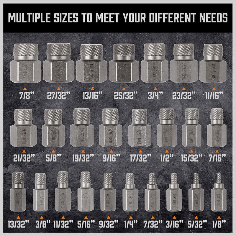 Multi-Spline Screw Extractor Set Hex Head Bit Socket Wrench Bolt Remover 25Pcs gallery