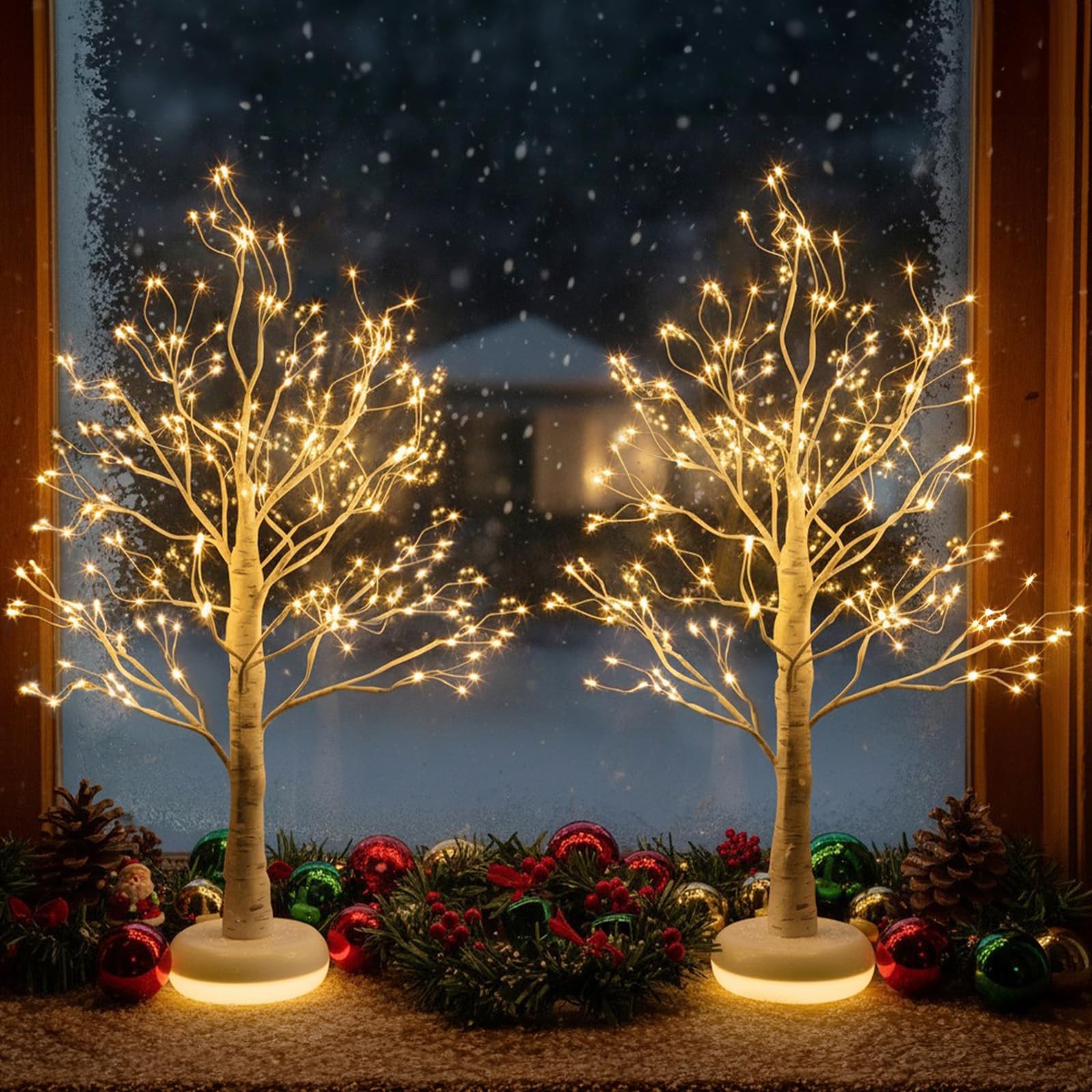 Birch Tree with LED Lights, Christmas Decorations Indoor Fairy Light Spirit T... gallery