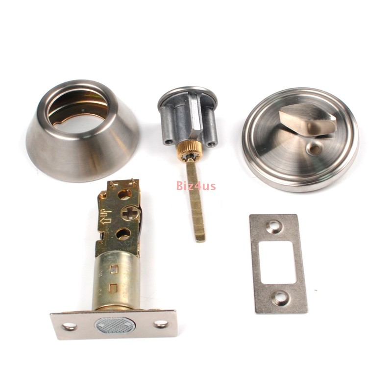 Single Sided Deadbolt Lock Entry Keyed Cylinder 3 Keys Exterior Door Satin Brass gallery