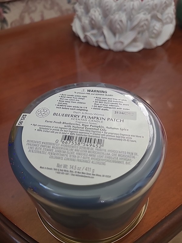BLUEBERRY PUMPKIN PATCH BATH & BODY WORKS 3 WICK SCENTED LARGE CANDLE NEW gallery