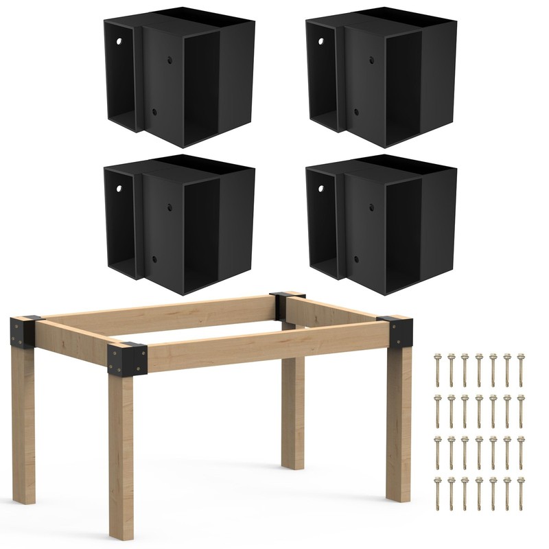 Workbench Bracket Kit 3-Way Corner Brackets for 2x4 Lumber - 350lbs Load gallery