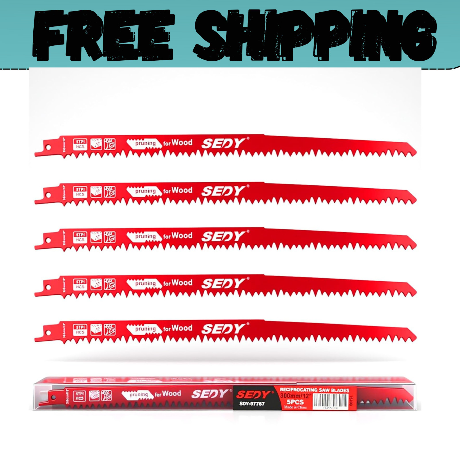 12-Inch Wood Pruning Reciprocating Saw Blades 5TPI for Tree Trimming (5 Pack) gallery
