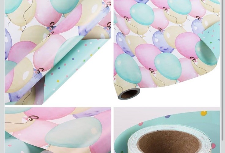Reversible Baby Shower Wrapping Paper Roll - 17 Inches X 33 Feet Balloons gallery