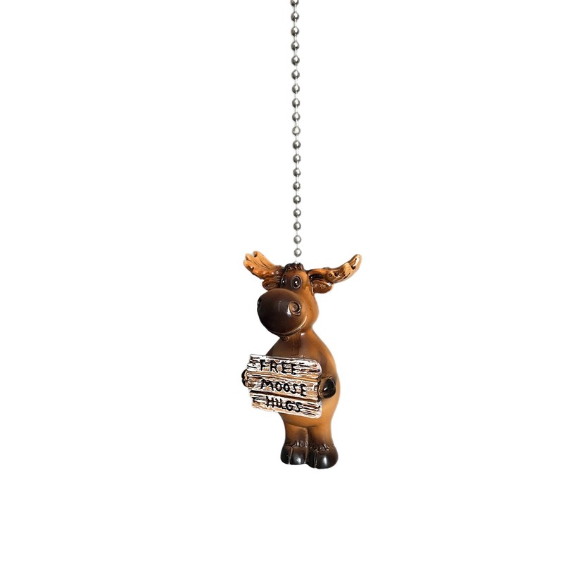 Ceiling Fan and Light Pull "Free Moose Hugs" with Chain Home Rustic Cabin Lodge gallery