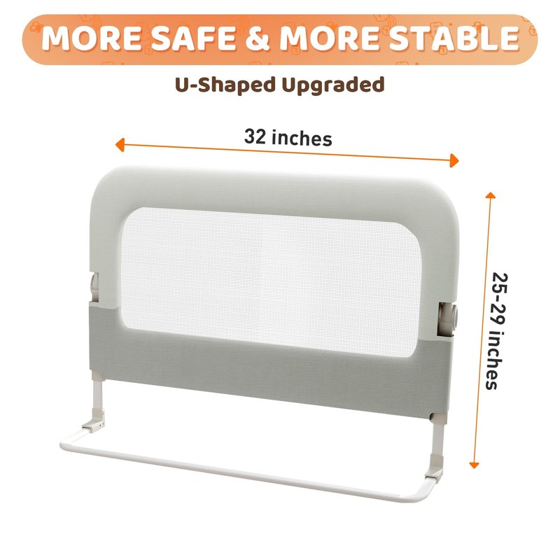 omzer Bed Guard Rail for Toddlers - 32inch Folding 32 inches, White With Grey gallery