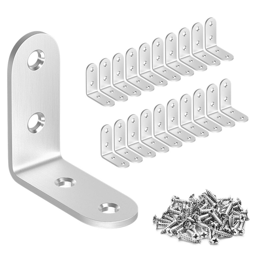 20 Pcs L Bracket Stainless Steel Corner Brace 1.57 x 1.57 inch Right Angle L ... gallery