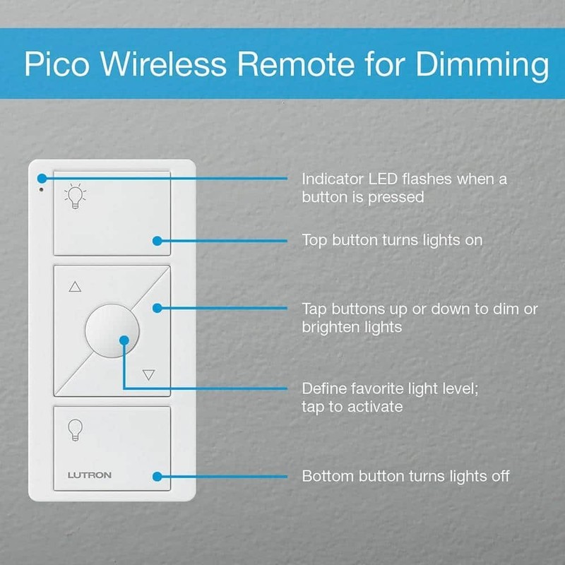 Pico Smart Remote (3-Button, Dimming) for Caseta Smart Dimmer Switch, White (PJ2 gallery
