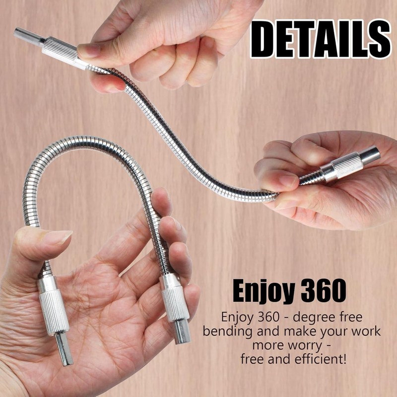 360-Degree Bendable Drill Bit Extensions - 7.9" & 11.8" for Tough Access Tasks gallery