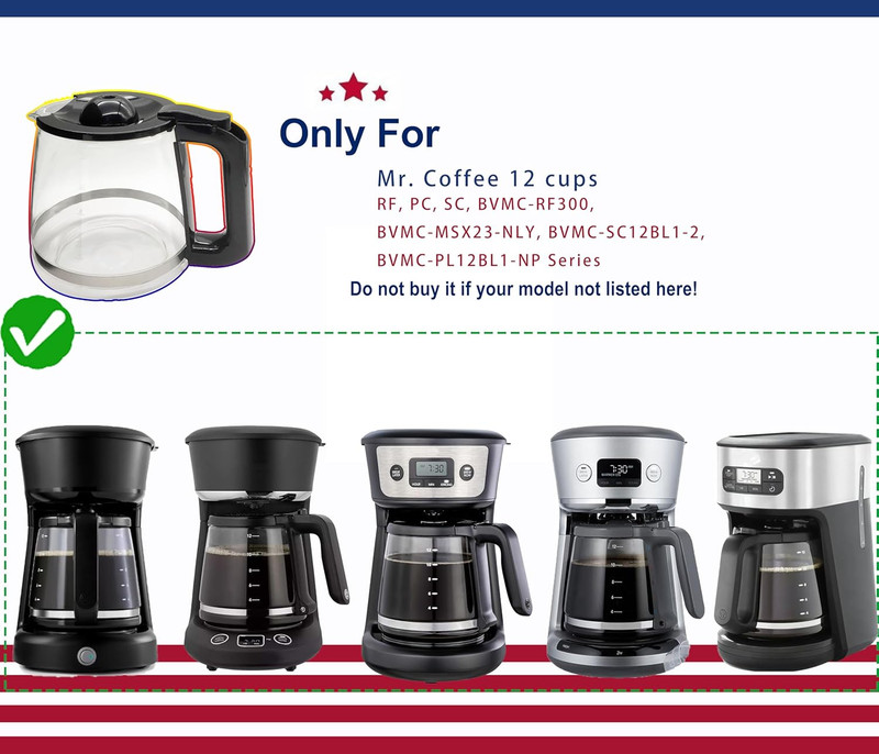 12 Cup Coffee Pot Replacement Compatible Mr. Coffee Replacement Pot, Fit RF, LM, gallery